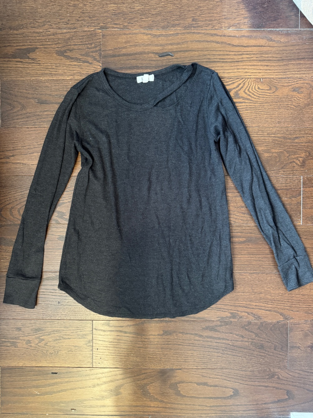 LNA Black Scoop Neck Long Sleeve Top